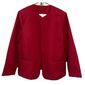 Vintage Ms Russ Blazer ILGWU Union Made USA Red Open Front Mod 60s 70s L XL